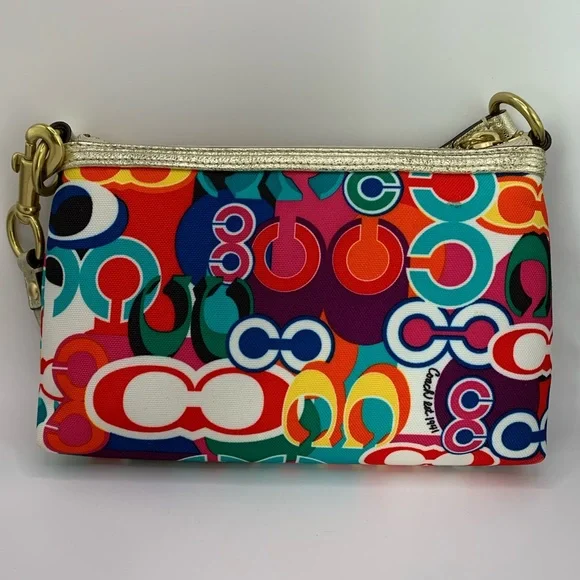 Coach Poppy Pop Brass Multicolor Colorful Pattern Clutch - Picture 3 of 3